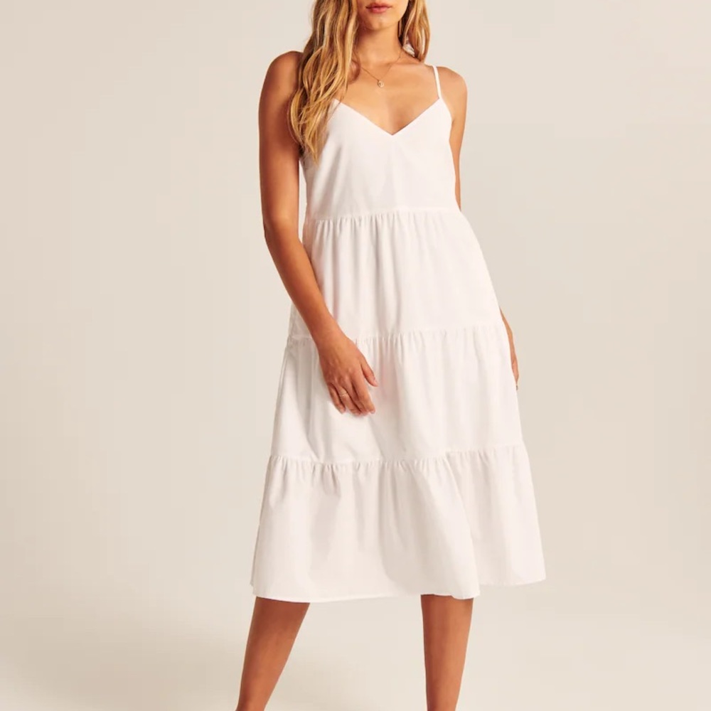 Poplin Trapeze Midi Dress